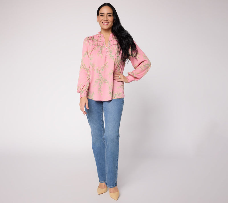 Ree by the Pioneer Woman Long Sleeve Blouse with Ruffle Neckline — View 5