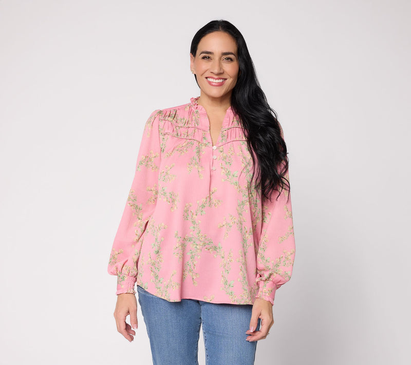 Ree by the Pioneer Woman Long Sleeve Blouse with Ruffle Neckline — View 14