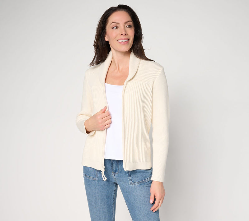 BEAUTIFUL by Lawrence Zarian Shawl Collar Zip Front Cardigan — View 11