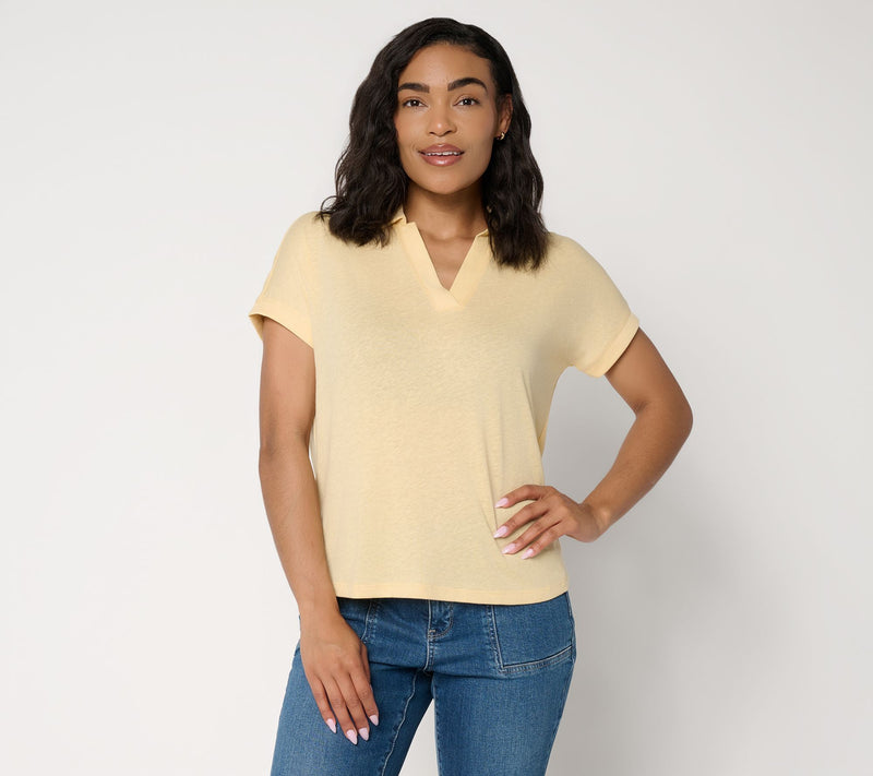Barefoot Dreams Slub Jersey Polo — View 13