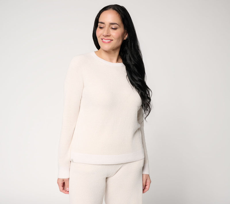Barefoot Dreams CozyChic Ultra Lite Heathered Rib Trim Pullover — View 11