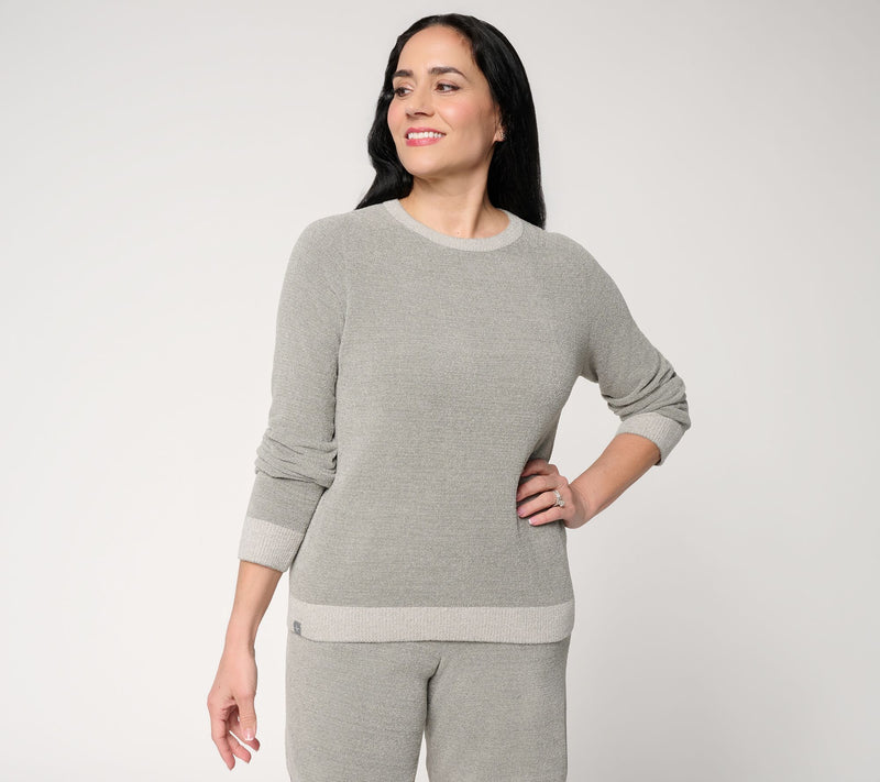 Barefoot Dreams CozyChic Ultra Lite Heathered Rib Trim Pullover — View 12