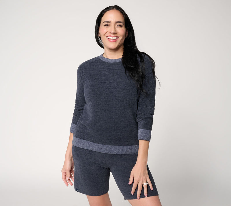 Barefoot Dreams CozyChic Ultra Lite Heathered Rib Trim Pullover — View 13