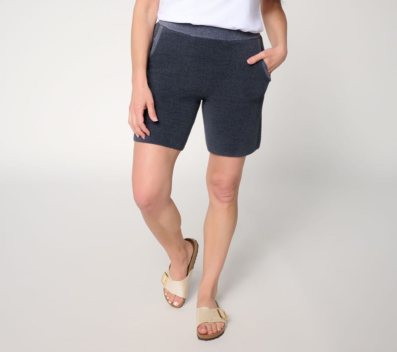 Barefoot Dreams CozyChic Ultra Lite Heathered Rib Bermuda Short — View 12