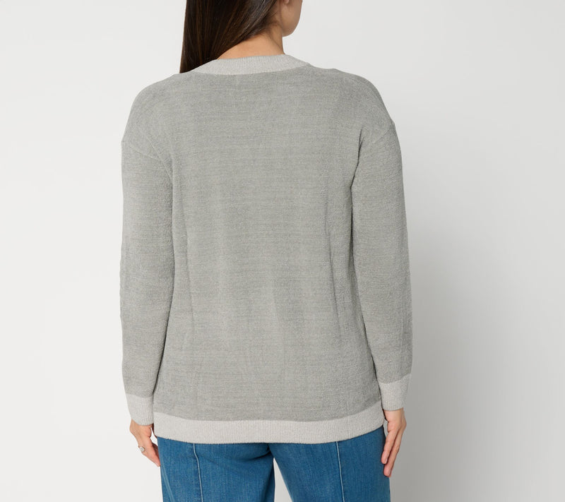 Barefoot Dreams CozyChic Ultra Lite Heathered Rib Trim Cardigan — View 10