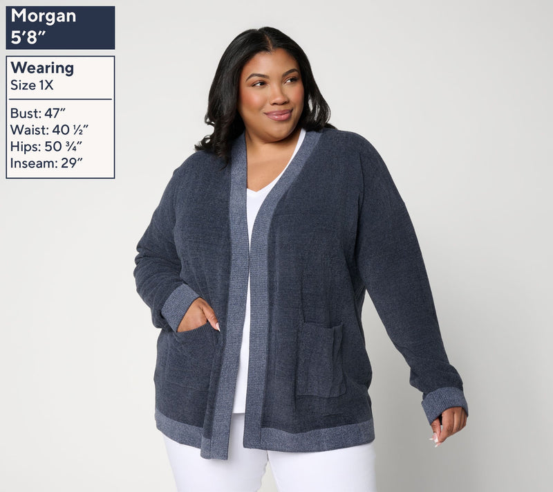 Barefoot Dreams CozyChic Ultra Lite Heathered Rib Trim Cardigan — View 8