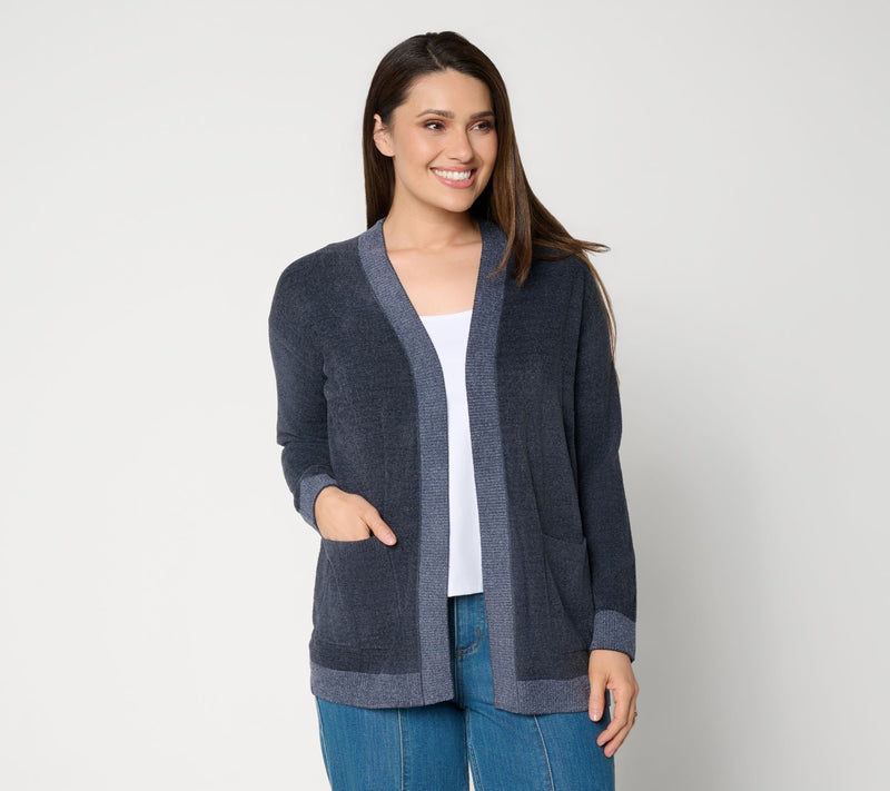 Barefoot Dreams CozyChic Ultra Lite Heathered Rib Trim Cardigan — View 5