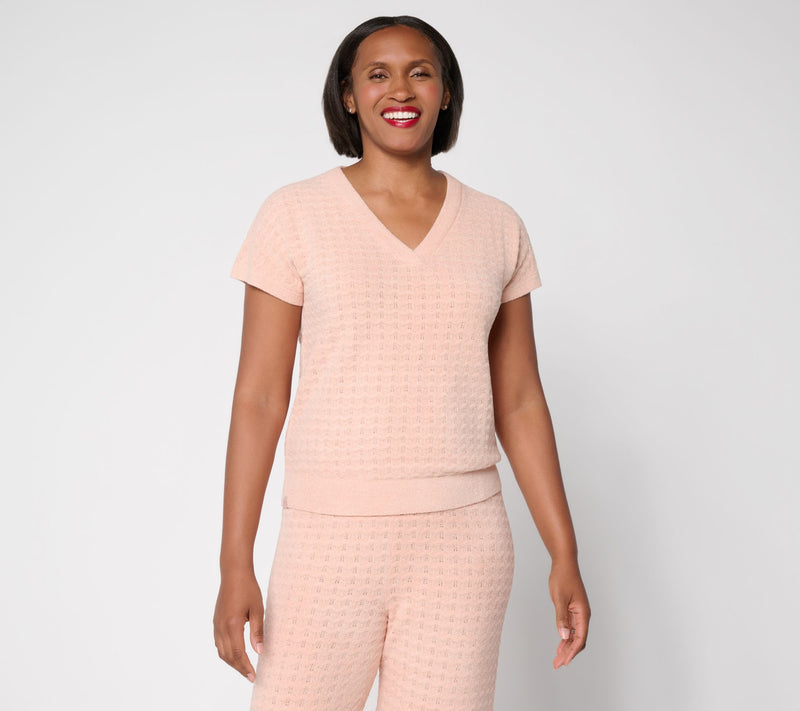 Barefoot Dreams CozyChic Ultra Lite Zig Zag Dolman V-Neck — View 13