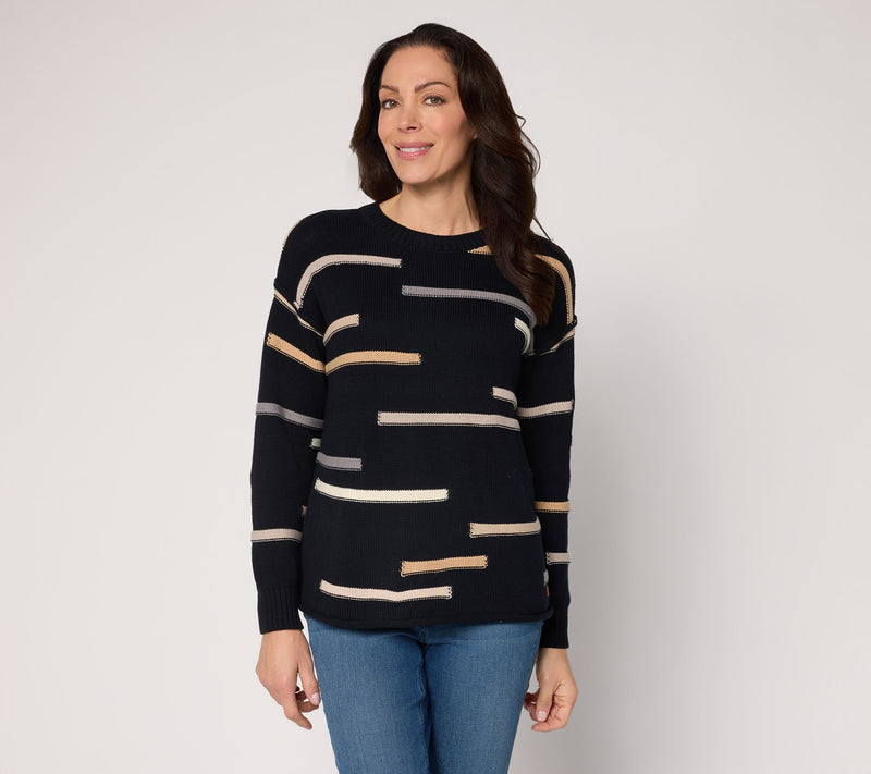 Peace Love World Novelty Stitch Crew Neck Sweater — View 13
