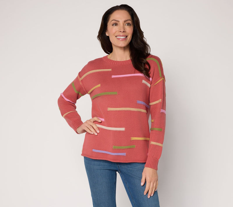 Peace Love World Novelty Stitch Crew Neck Sweater — Main view