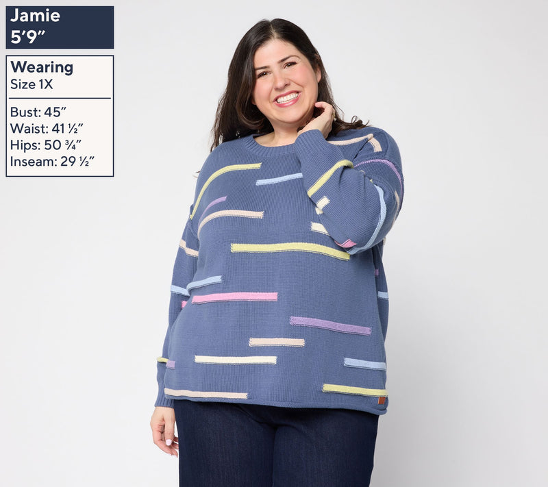 Peace Love World Novelty Stitch Crew Neck Sweater — View 2
