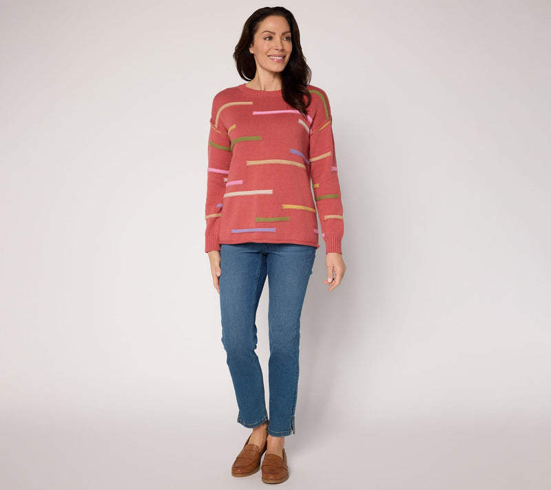 Peace Love World Novelty Stitch Crew Neck Sweater — View 5