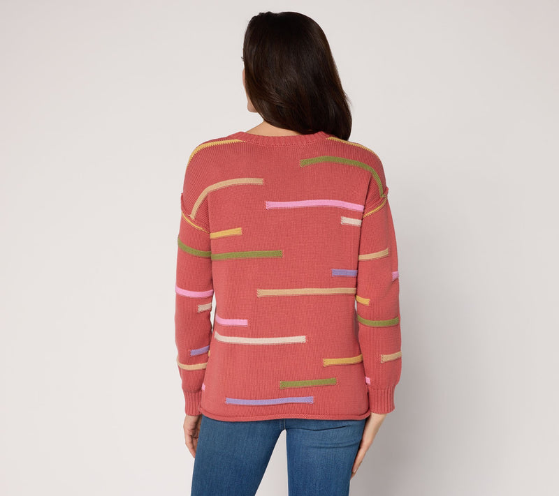 Peace Love World Novelty Stitch Crew Neck Sweater — View 4