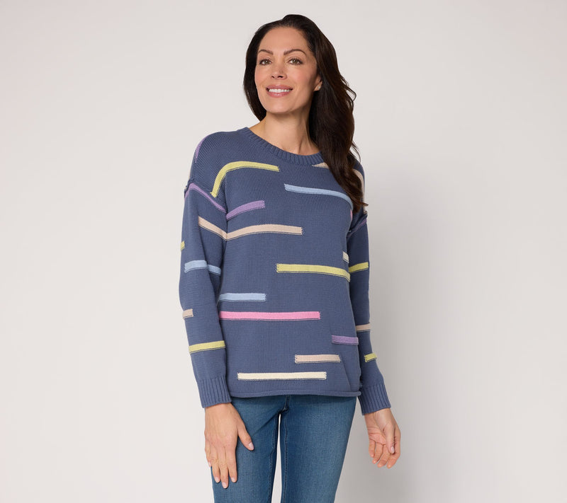 Peace Love World Novelty Stitch Crew Neck Sweater — View 14