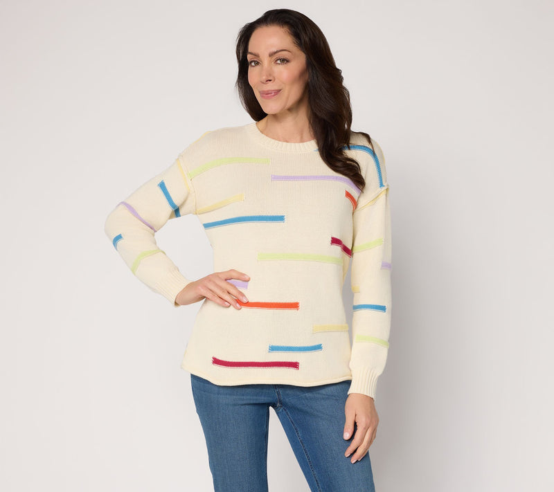 Peace Love World Novelty Stitch Crew Neck Sweater — View 15