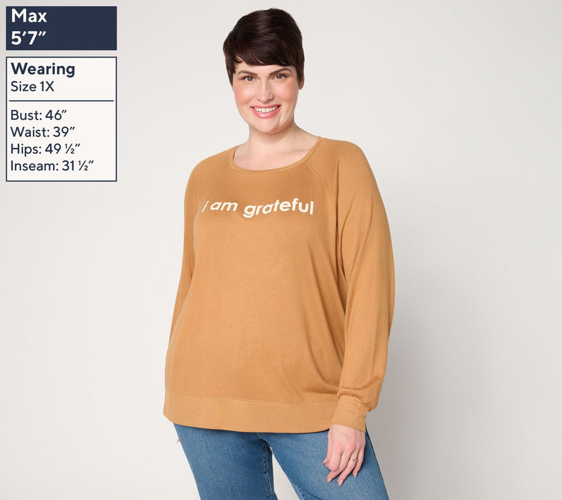 Peace Love World Affirmation Comfy Crew Neck Pullover — View 2