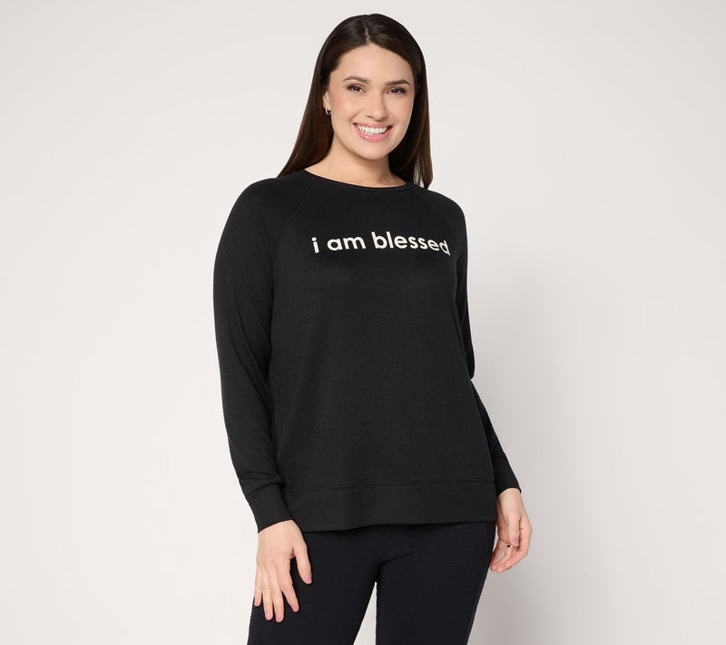 Peace Love World Affirmation Comfy Crew Neck Pullover — View 12