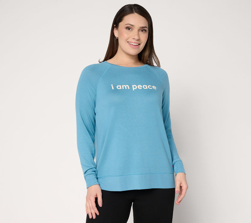 Peace Love World Affirmation Comfy Crew Neck Pullover — Main view