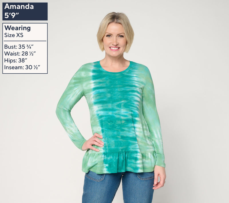 LOGO by Lori Goldstein Rayon 230 Dye Effect Top with Ruffle Hem — View 3