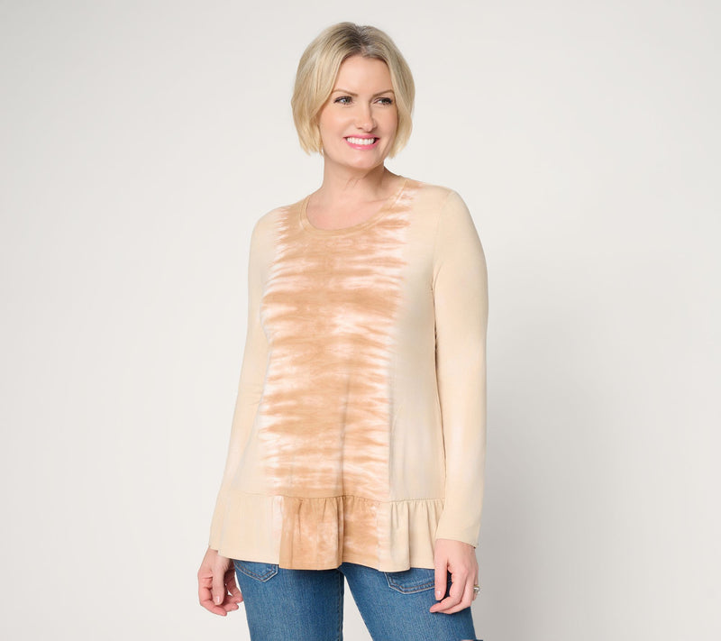 LOGO by Lori Goldstein Rayon 230 Dye Effect Top with Ruffle Hem — View 11