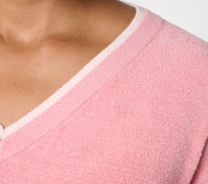 Barefoot Dreams CozyChic Ultra Lite Contrast Double V-Neck Pullover — View 6