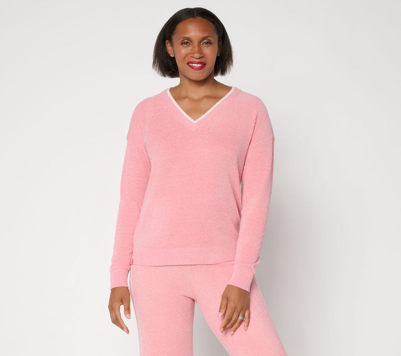 Barefoot Dreams CozyChic Ultra Lite Contrast Double V-Neck Pullover — View 13