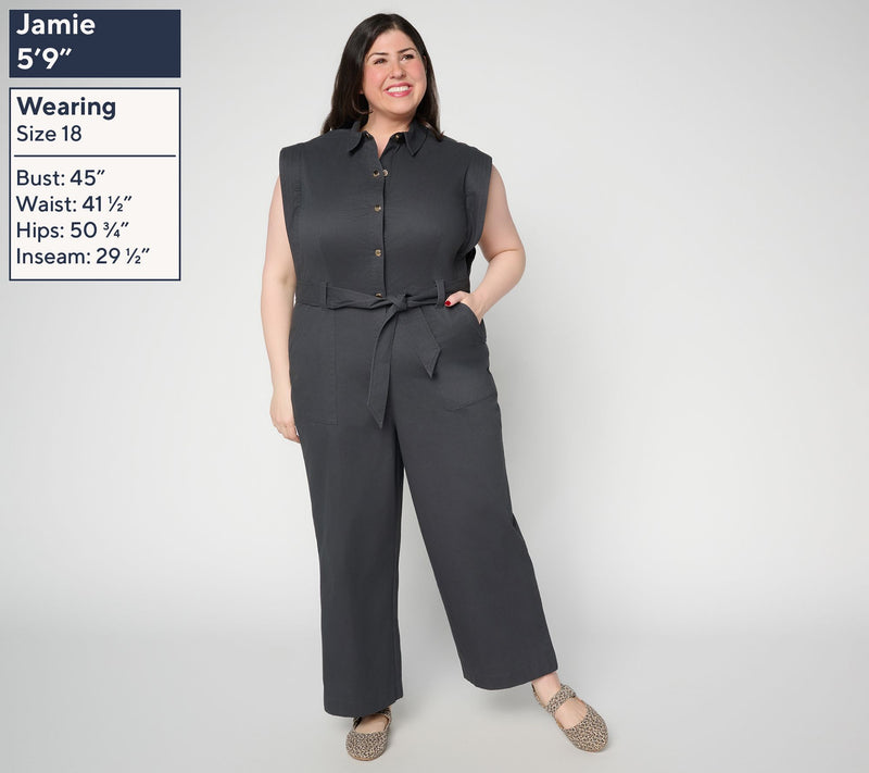 Mally Roncal Boss Lady Petite Ankle Length Twill Jumpsuit — View 6