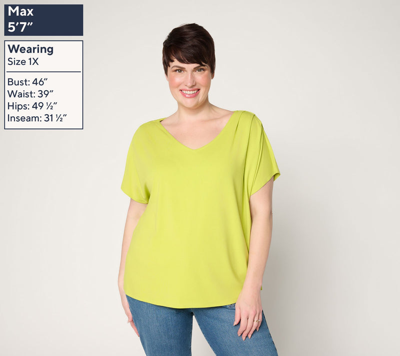 Mally Roncal V-Neck Dolman Sleeve Werk to Werk it Knit Top — View 2