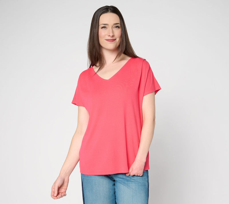 Mally Roncal V-Neck Dolman Sleeve Werk to Werk it Knit Top — Main view