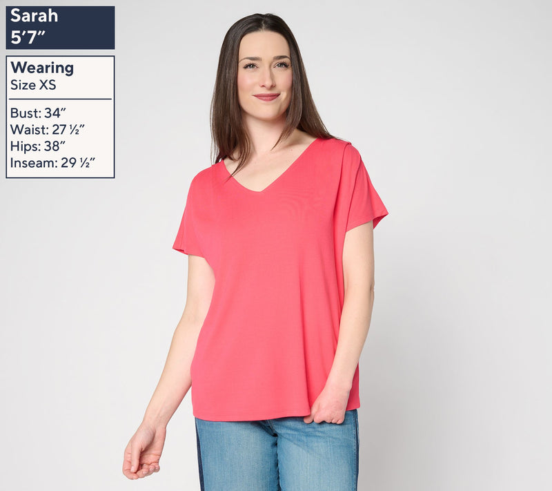 Mally Roncal V-Neck Dolman Sleeve Werk to Werk it Knit Top — View 3