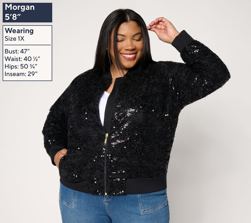 Mally Roncal So Extra Sequin Floral Bomber Jacket — View 3