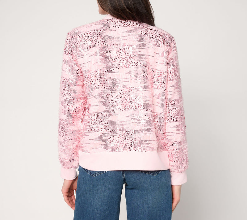 Mally Roncal So Extra Sequin Floral Bomber Jacket — View 5