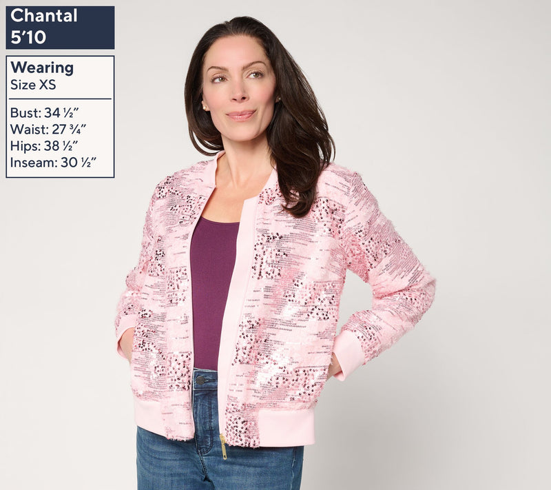 Mally Roncal So Extra Sequin Floral Bomber Jacket — View 4