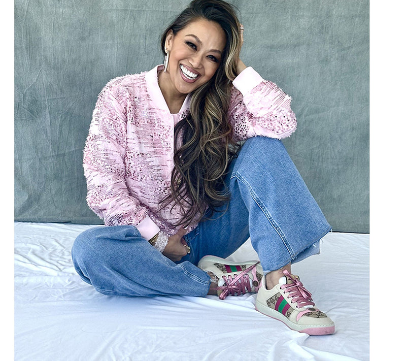 Mally Roncal So Extra Sequin Floral Bomber Jacket — View 9