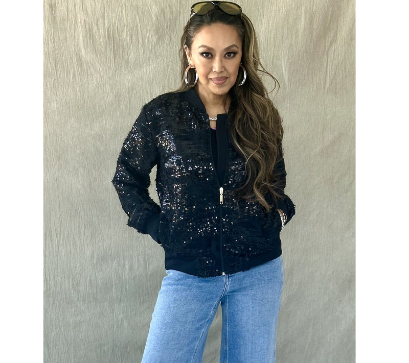 Mally Roncal So Extra Sequin Floral Bomber Jacket — View 8