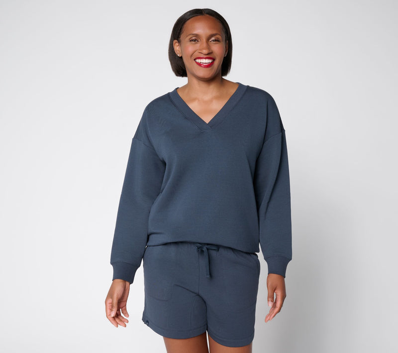 Barefoot Dreams Brushed Luxe Lounge Oversized V Neck Pullover — View 7