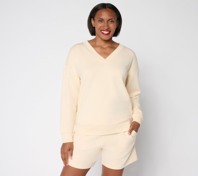 Barefoot Dreams Brushed Luxe Lounge Oversized V Neck Pullover — View 3