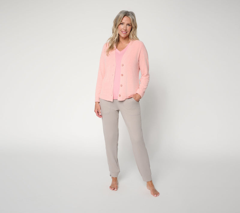 Barefoot Dreams CozyChic Ultra Lite Textured Trim Cardigan — View 5