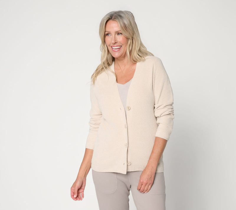 Barefoot Dreams CozyChic Ultra Lite Textured Trim Cardigan — View 14