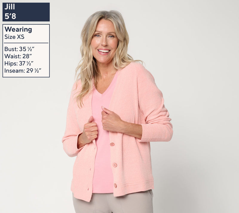 Barefoot Dreams CozyChic Ultra Lite Textured Trim Cardigan — View 3