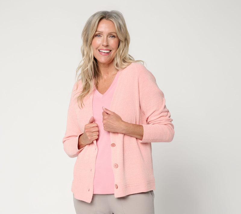 Barefoot Dreams CozyChic Ultra Lite Textured Trim Cardigan — View 17