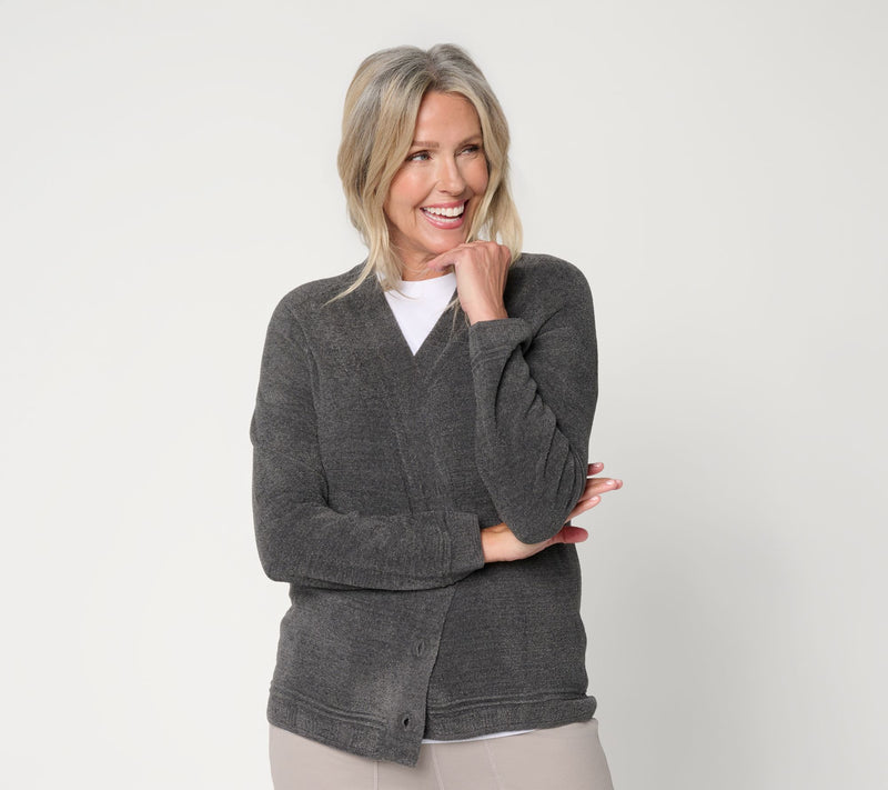 Barefoot Dreams CozyChic Ultra Lite Textured Trim Cardigan — View 18