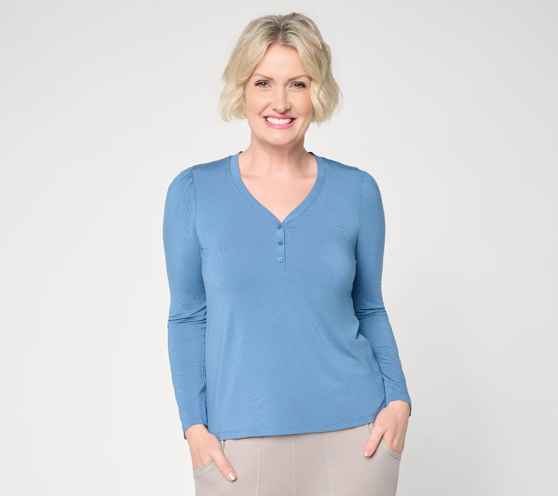 Barefoot Dreams Modal Peached Jersey Long Sleeve Henley — View 13
