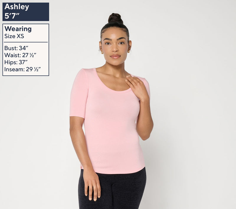 Barefoot Dreams Modal Peached Jersey Scoop Neck Tee — View 2