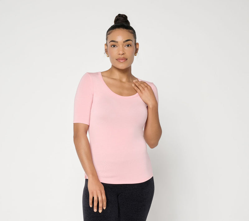 Barefoot Dreams Modal Peached Jersey Scoop Neck Tee — Main view