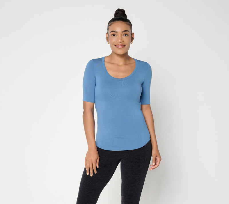 Barefoot Dreams Modal Peached Jersey Scoop Neck Tee — View 13
