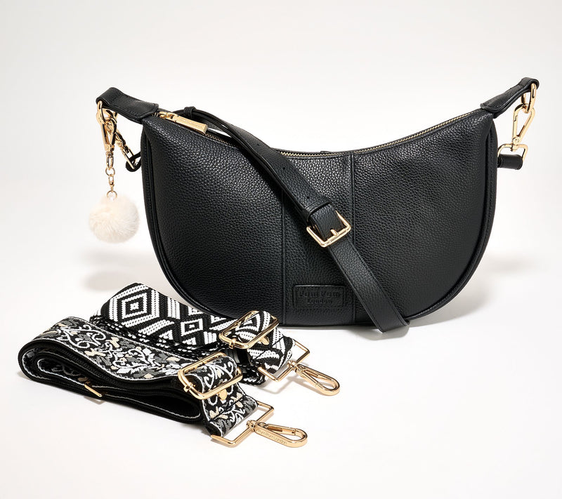 Pom Pom London Leather Sutton Crescent Shoulder Bag w/ 3 Straps — View 13