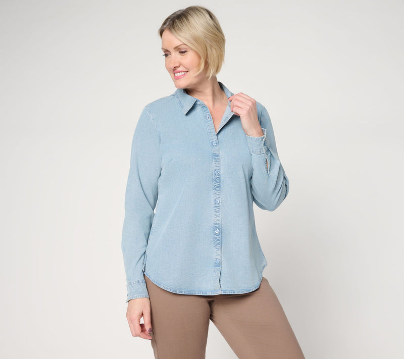 Joan Rivers No Gap Denim Pull-Over Girlfriend Shirt — Main view