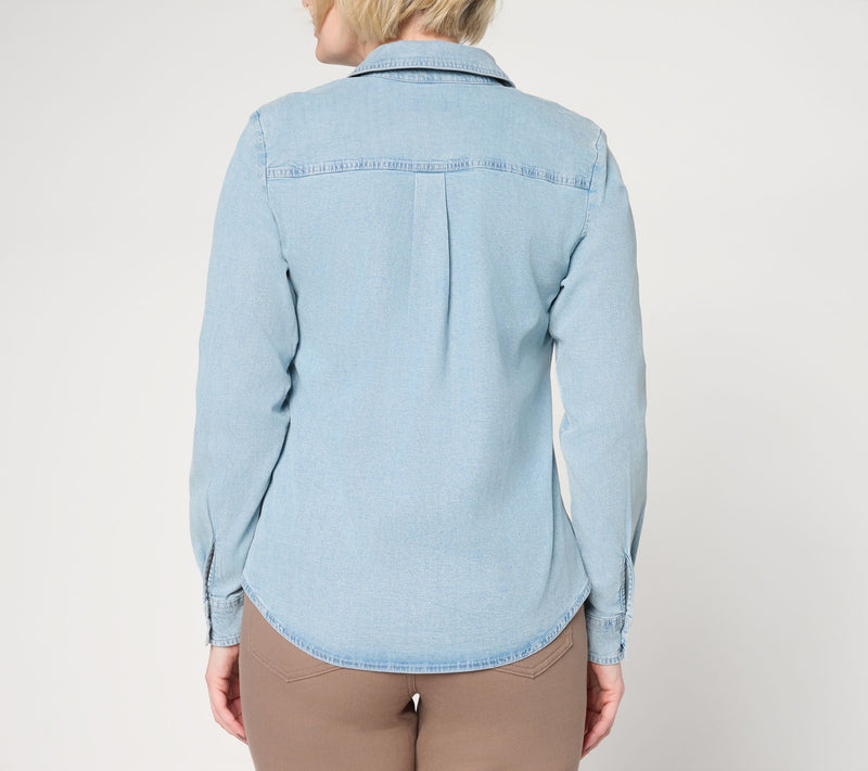 Joan Rivers No Gap Denim Pull-Over Girlfriend Shirt — View 4