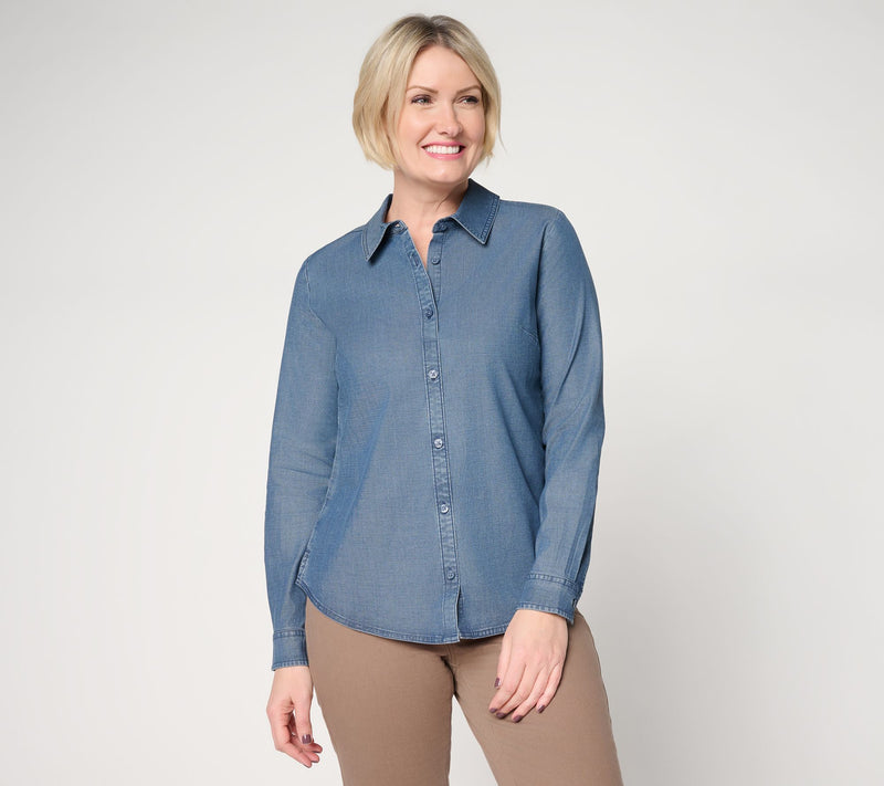 Joan Rivers No Gap Denim Pull-Over Girlfriend Shirt — View 12